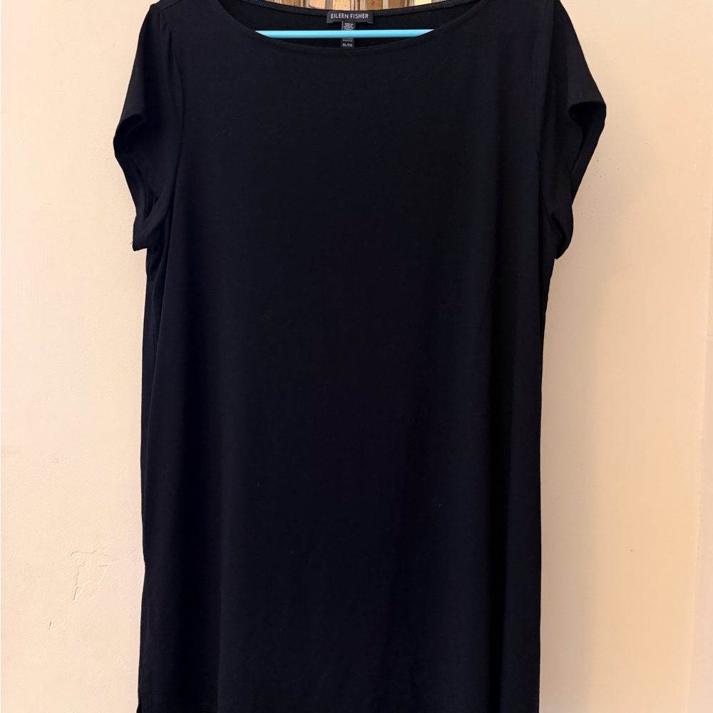 Eileen Fisher Black Short-Sleeve Shift Tunic